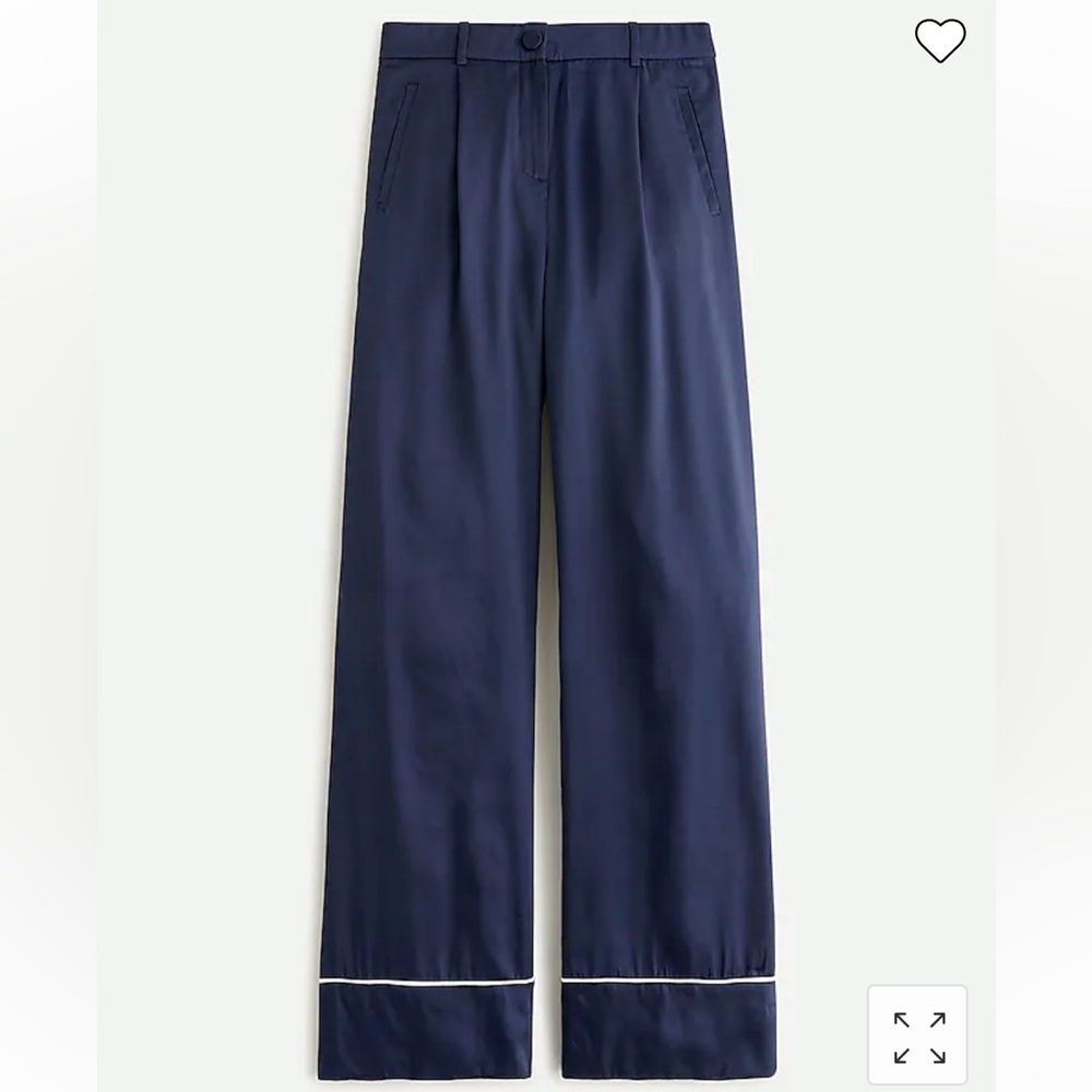 J. CREW Navy High-Rise Drapey Full-Length Wide-leg Trouser Pant, Sz 2 - NWT